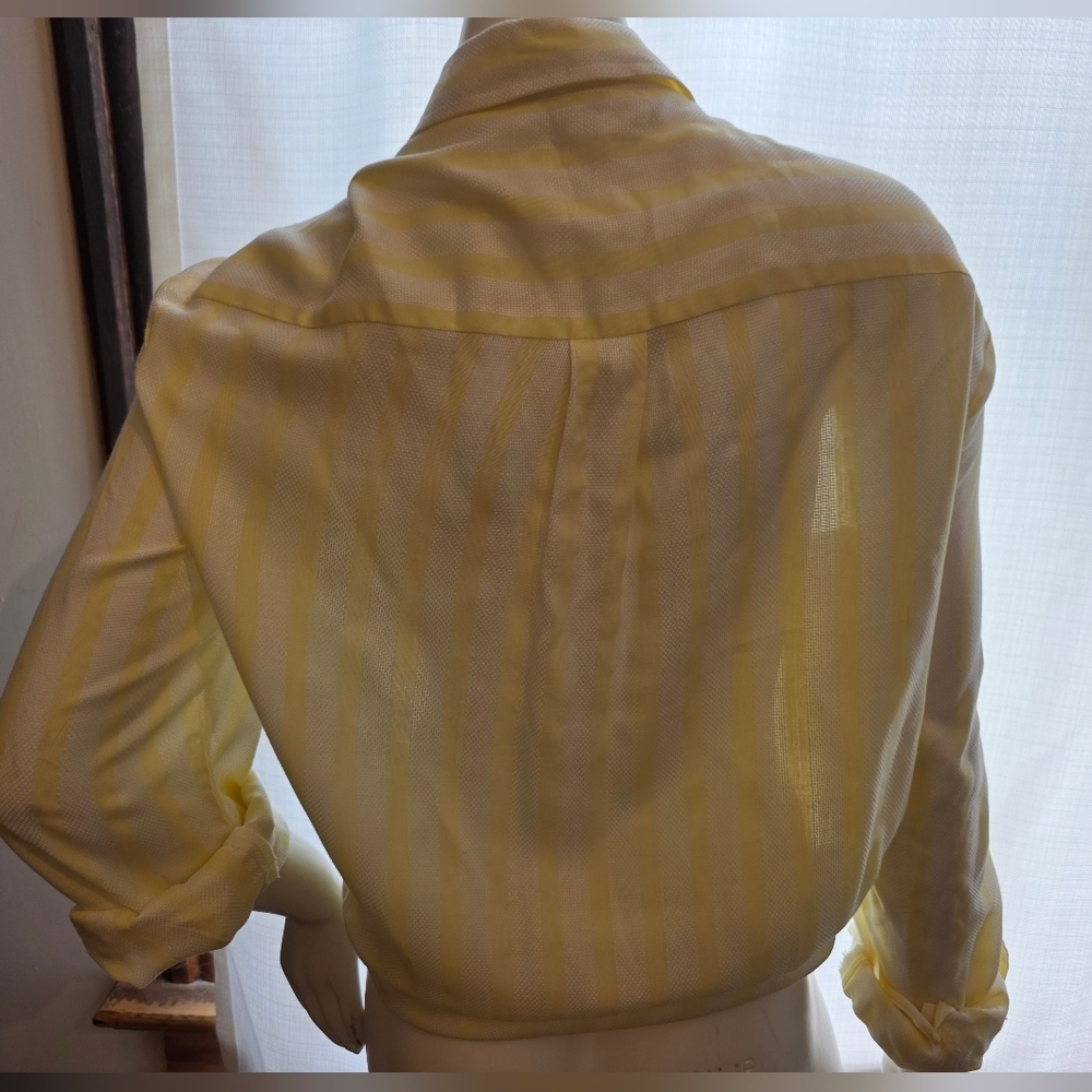 Light Yellow Stripe Tie-Front Women's Shirt - Picture 6 of 7
